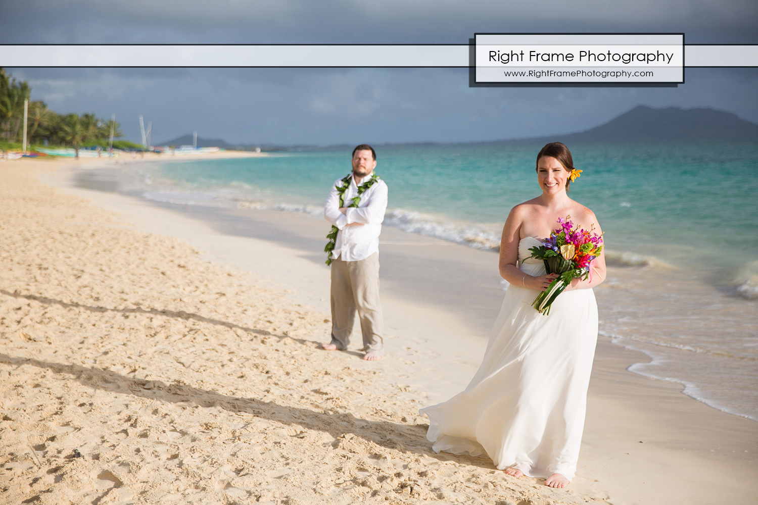 Sunrise Wedding At Lanikai Beach Oahu Hawaii By Right Frame Photography