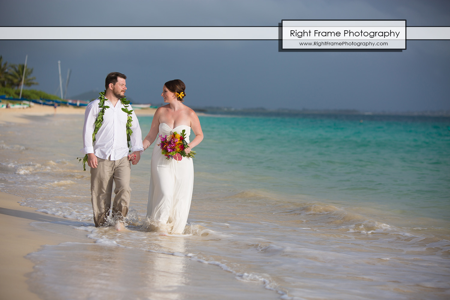 Sunrise Wedding At Lanikai Beach Oahu Hawaii By Right Frame Photography