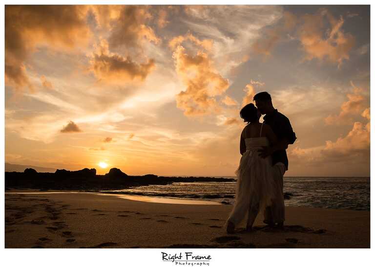 sunset engagement photographer near turtle beach resort oahu