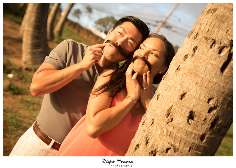 Creative Fun Hawaii Sunset Beach Couple Photography