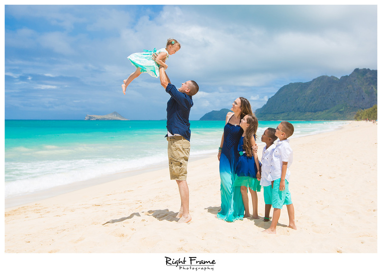 Family Having Fun at Waimanalo Beach Hawaii