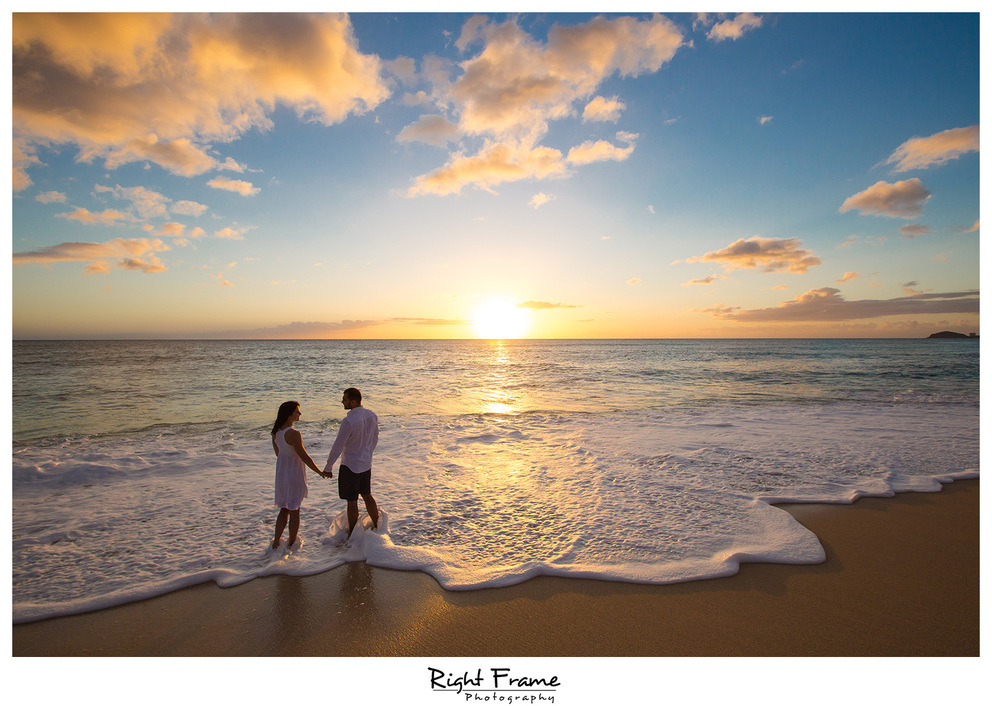 Romantic Sunset Beach Engagement Photography Oahu Hawaii Right Fr