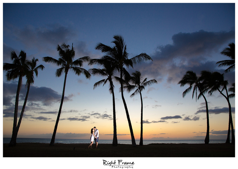 Romantic Sunset Beach Engagement Photography Oahu Hawaii
