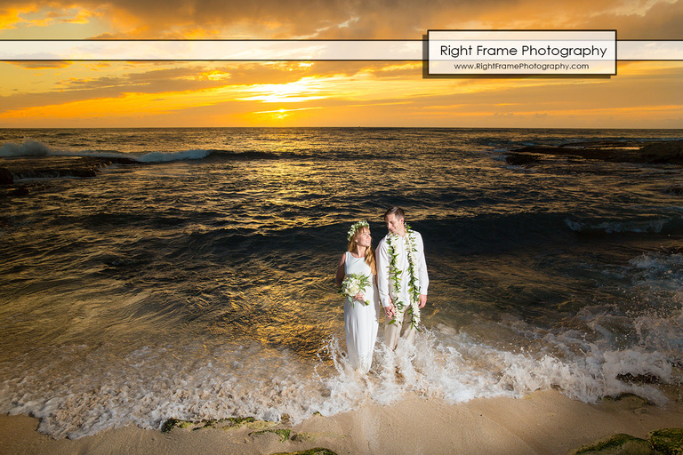 Sunset Wedding at Secret Beach Oahu Hawaii