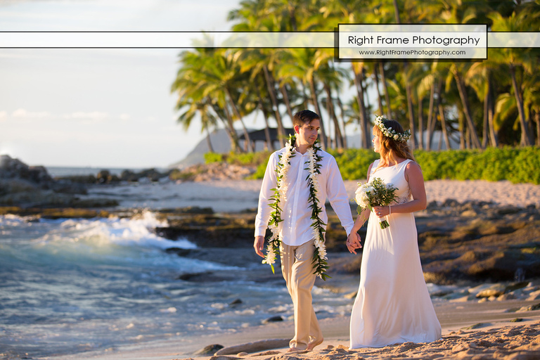 Sunset Wedding at Secret Beach Oahu Hawaii