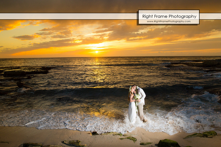 Sunset Wedding at Secret Beach Oahu Hawaii