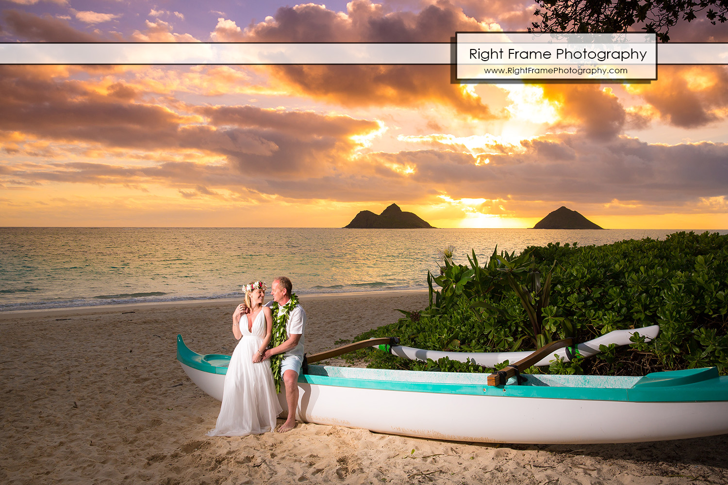 Sunrise Vow Renewal in LANIKAI BEACH OAHU HI Right Frame 