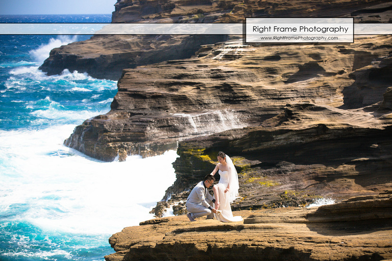 Hawaii Beach Wedding Photos Lanai Lookout Heaven's Point