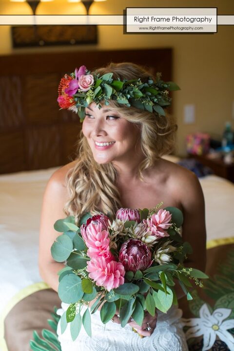 hale koa wedding getting ready haku flowers Waikiki Honolulu Hawaii