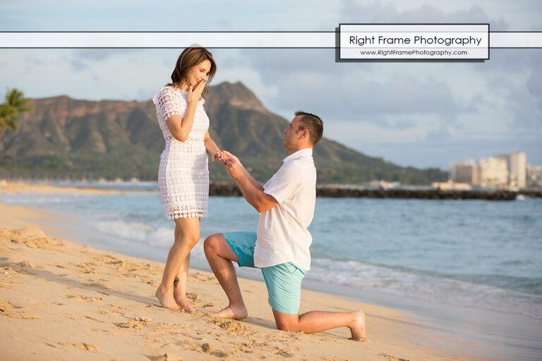 Sunset Surprise Proposal Waikiki Beach Oahu