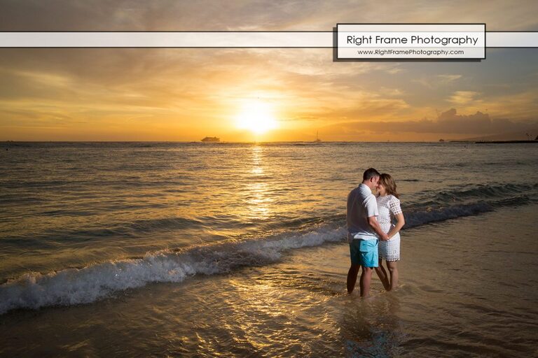 Sunset Surprise Proposal Waikiki Beach Oahu