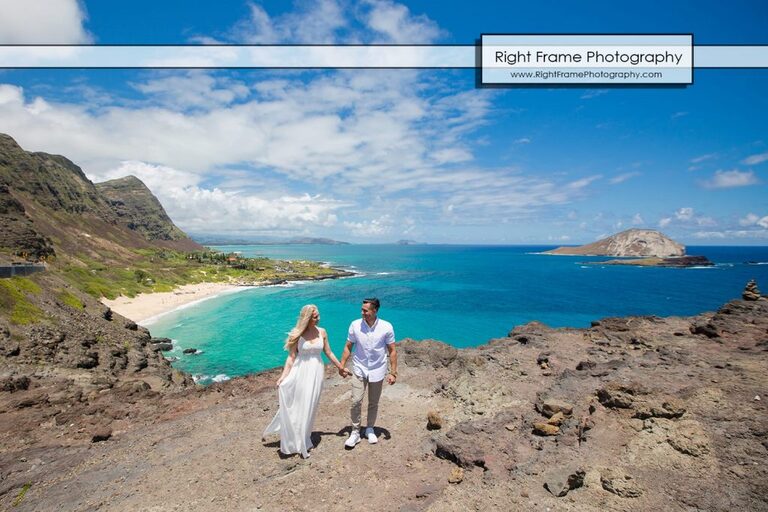 Engagement Photos Oahu Makapuu Beach Lookout Hawaii