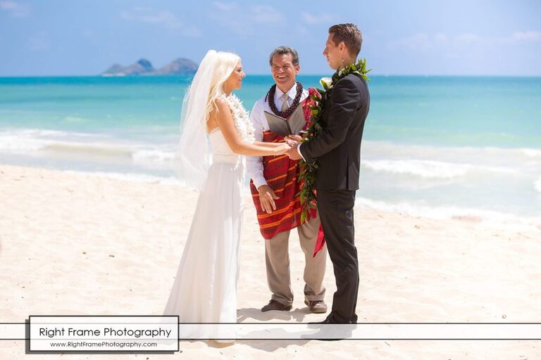 Small and Intimate Oahu Wedding at Waimanalo Bay Sherwood Forest Hawaii Reverend Kimo Taylor