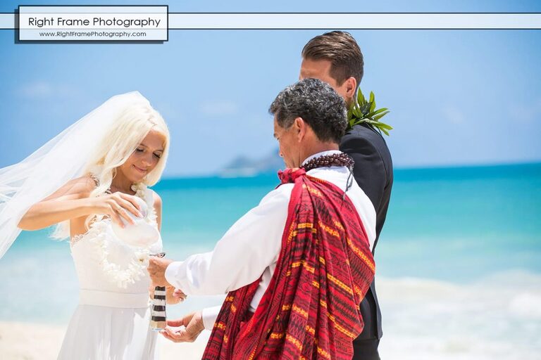 Small and Intimate Oahu Wedding at Waimanalo Bay Sherwood Forest Hawaii Reverend Kimo Taylor sand ceremony