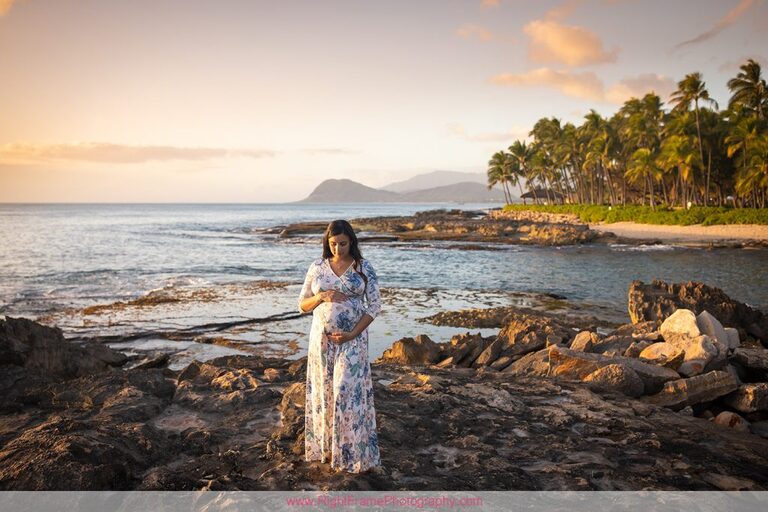 Ko Olina Maternity Photoshoot with Seema at Secret Beach Hawaii