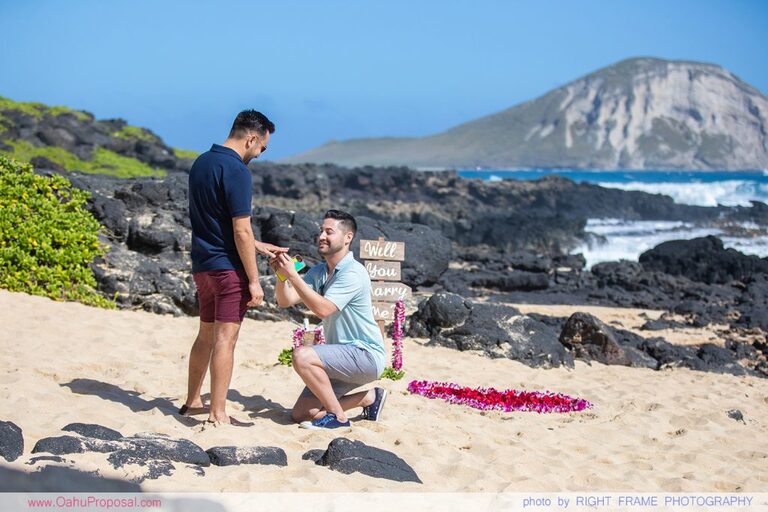 Proposal in Hawaii Same Sex Oahu Engagement Photographer