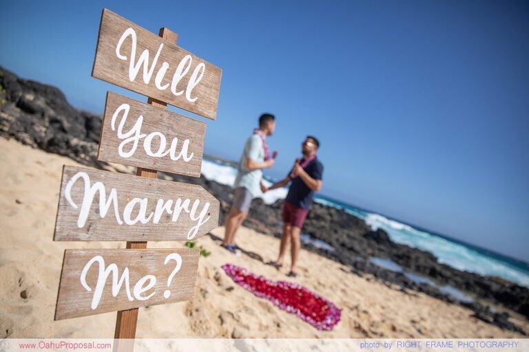 Proposal in Hawaii Same Sex Oahu Engagement Photographer