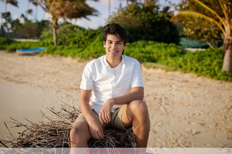 Senior Guy Portraits on Oahu Sunrise Lanikai Beach Hawaii Photographer