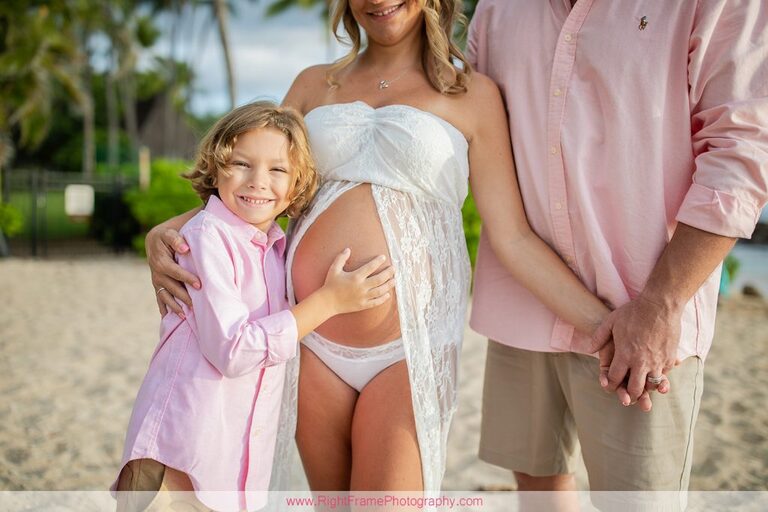 Koolina Maternity Photographer Sunset Pictures Paradise Cove Beach Oahu Family Child Kid