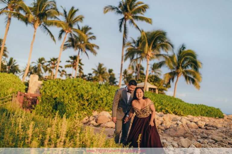 Sunset Engagement Photos Secret Beach Ko Olina Golden Hour Engagement Session Photographer
Walking Rocks Palm Trees