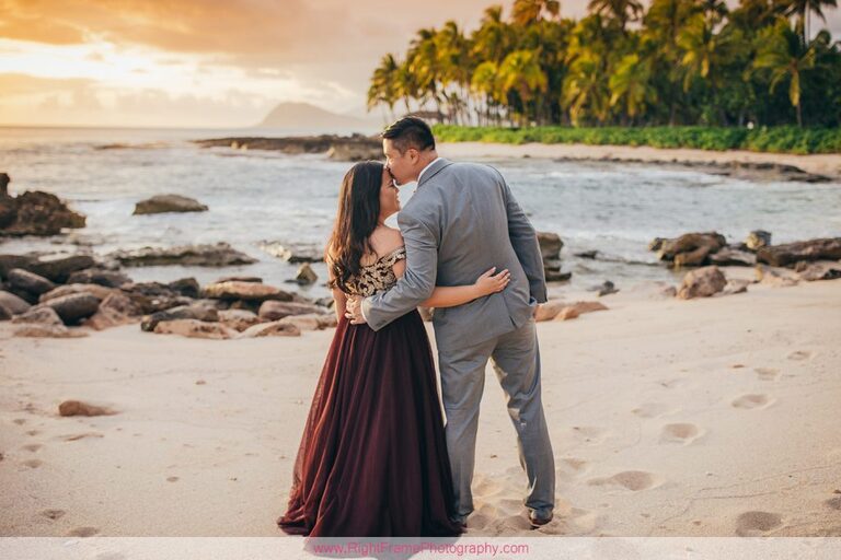 Sunset Engagement Photos Secret Beach Ko Olina Golden Hour Engagement Session Photography