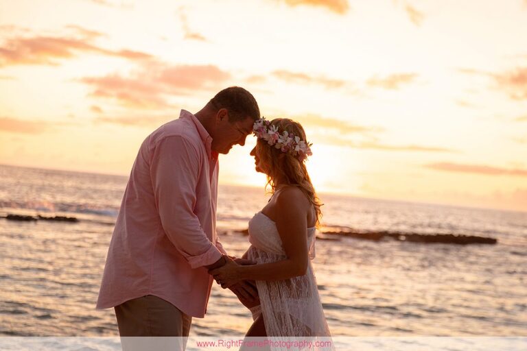 Koolina Maternity Photographer Sunset Pictures Paradise Cove Beach Oahu Hawaii